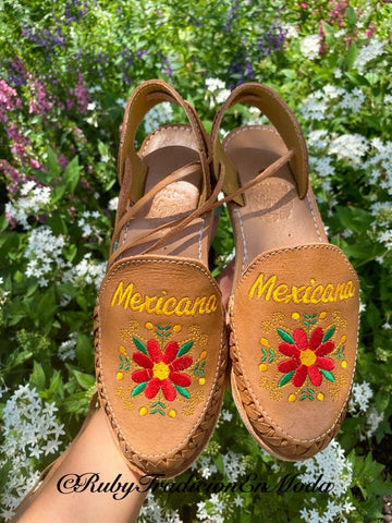 Mexicana Lace-Up Huaraches – Ruby Tradicion en Moda
