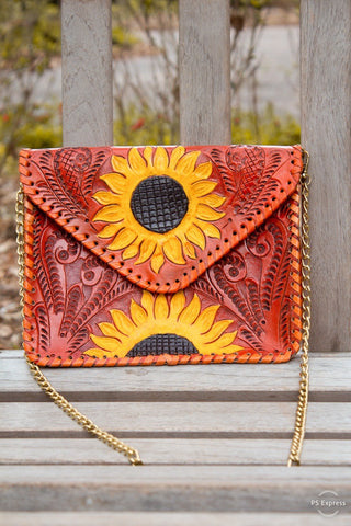 Sunflower / Leather Bag